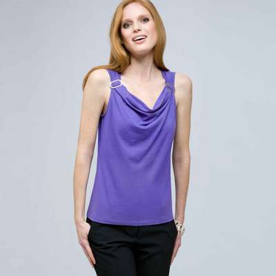 Drape Neck Tank with Buckles.